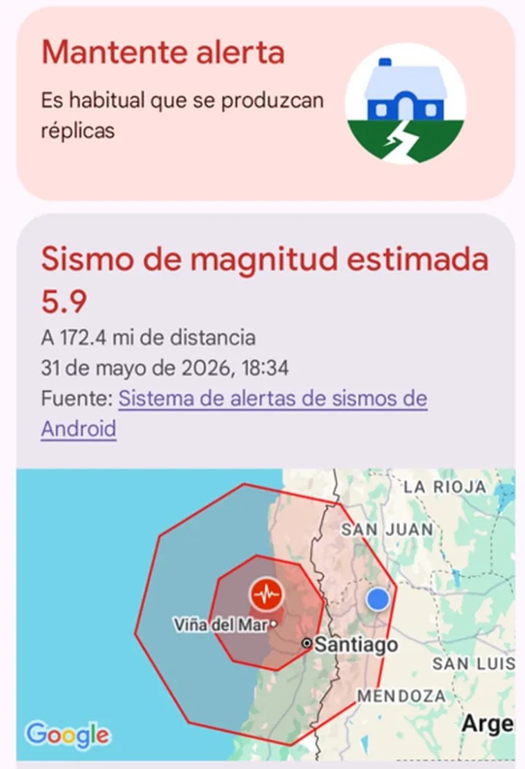 Fuerte sismo en Chile se sintió en Mendoza y generó alerta en miles de&nbsp;celulares